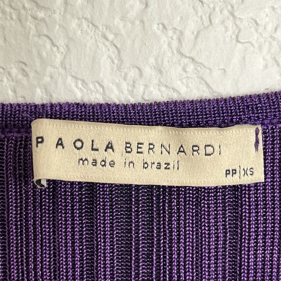 PAOLA BERNARDI Andressa Cropped Cardigan XS Purple Ribbed Knit Long Sleeve G13 - Picture 6 of 6